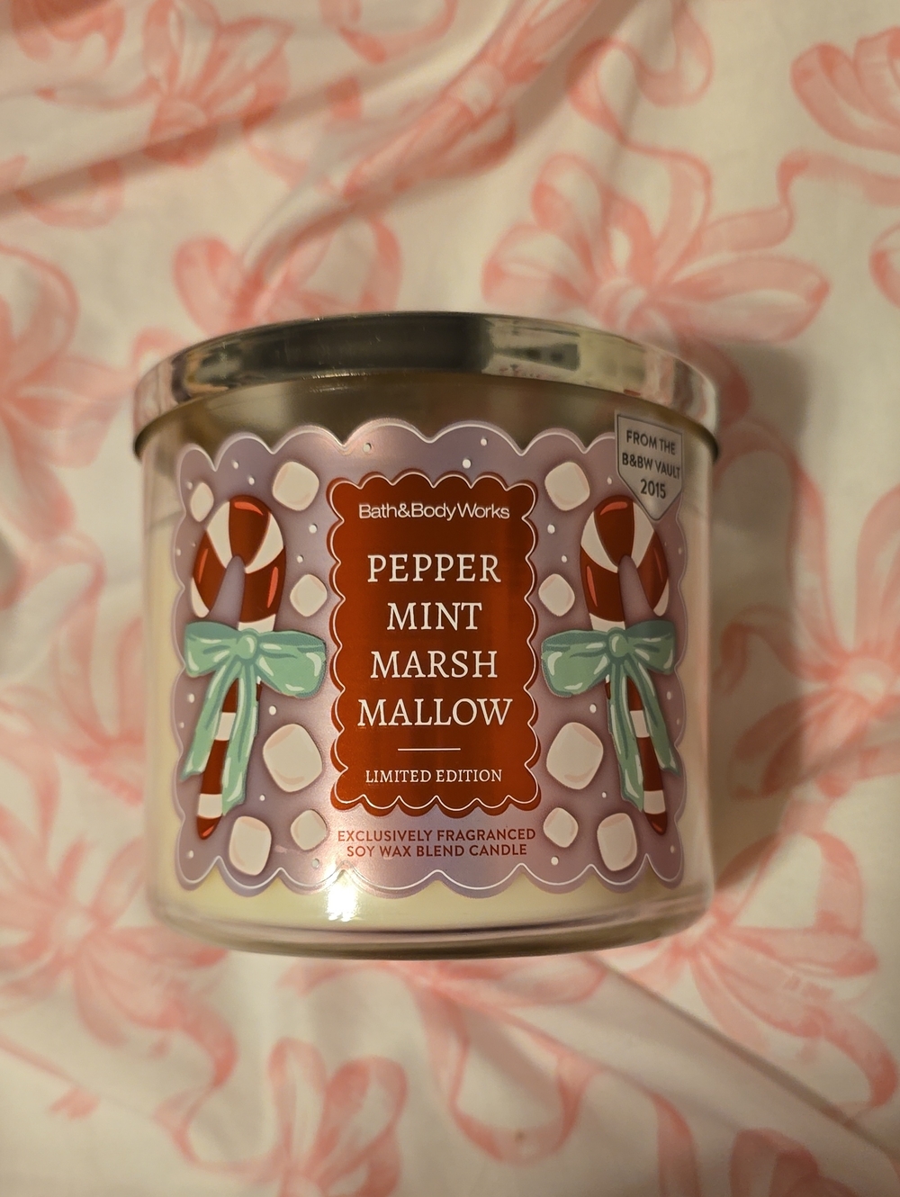 BNWT Bath And Body Works Peppermint Marshmallow 3 Wick Candle
